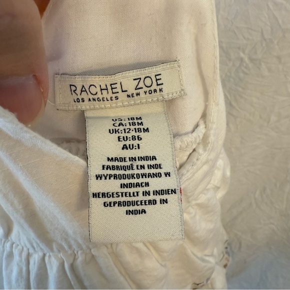 Rachel Zoe White Cotton Dress Floral Trim 18 Months - Picture 7 of 8